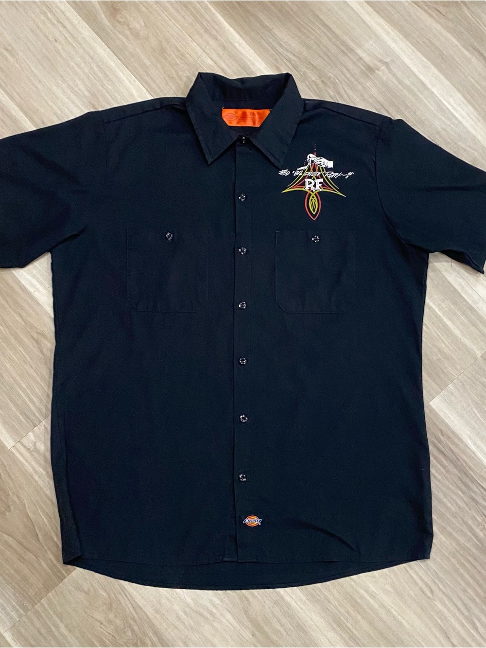 Dickies Ed Big Daddy Roth Shirt Mens Large L Black Short Sleeve Button Up